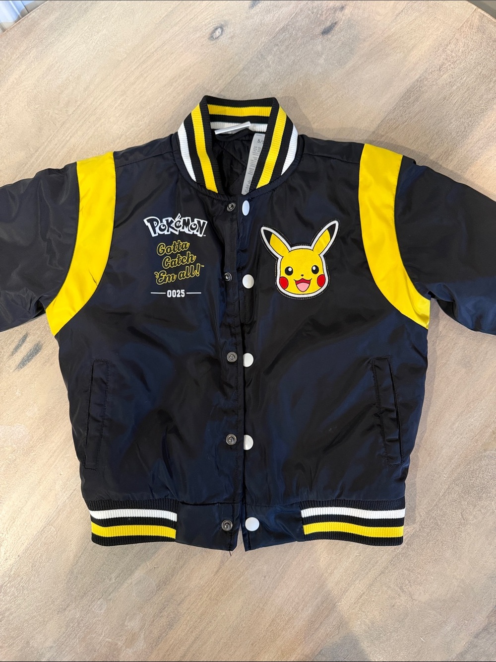 Pokemon Black and Yellow Pikachu Varsity Jacket for Kids